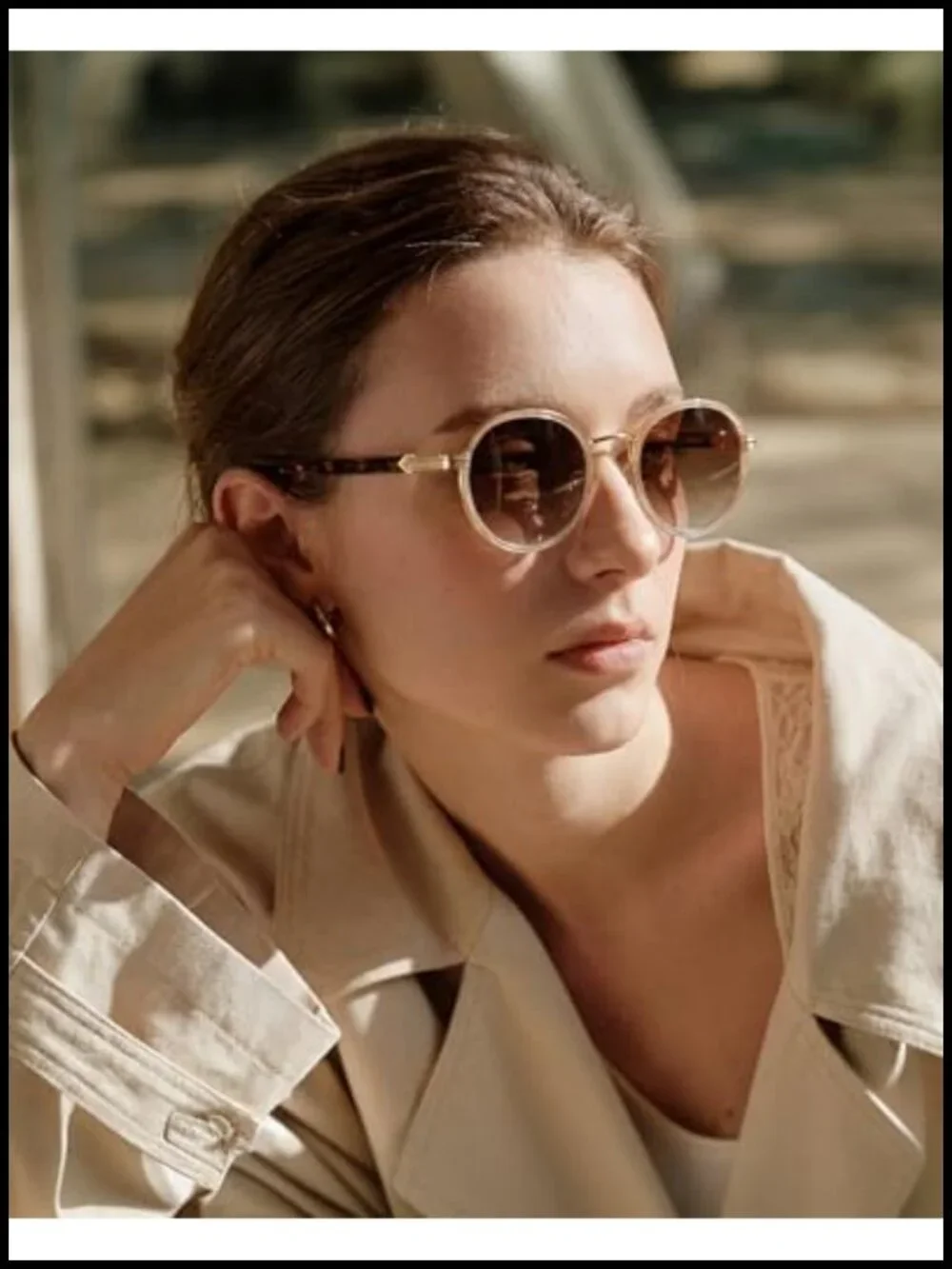 Retro Round Sunglasses Polarized UV Protection Acetate-Metal Frame